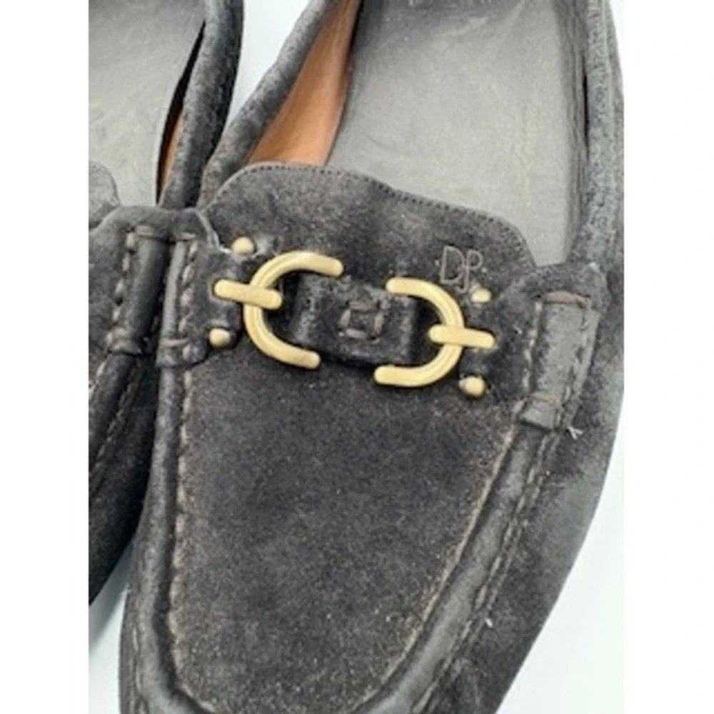 DONALD PLINER Viky Loafers 7M Black Suede Horsebit Driving Shoes Classic Luxury
